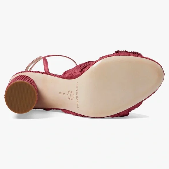 Loeffler Randall Camellia Pleated Bow Heel with Ankle Strap ,Size 8,burgundy. - Picture 3 of 7